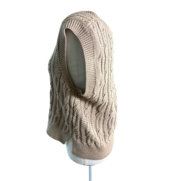 Abercrombie & Fitch Sweater Vest Womens Size M Taupe Cableknit Preppy New Y2K - Picture 4 of 10